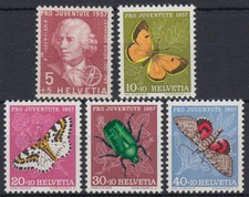 Switzerland 1957 ** Mi.648/52 Leonhard Euler Mathematician Astronomer Insects [sv3169]