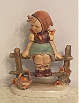vintage W Goebel  1938 Wayside Harmony - A girl sitting on a fence