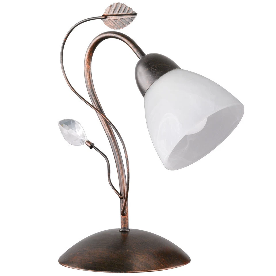 Landhaus Stil Tisch Beleuchtung Büro Lese Lampe Blätter Ranken rostfarben antik - Bild 2 von 4