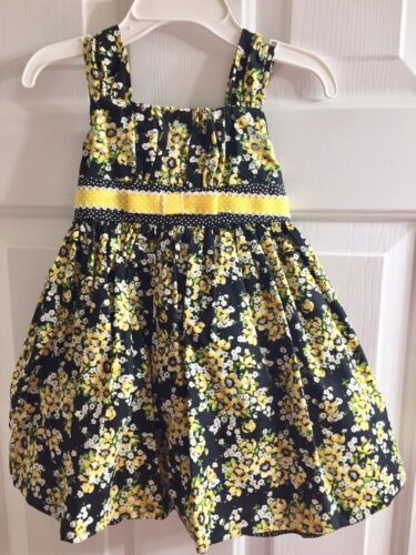 NWT Girls Bonnie Baby Yellow Black  Floral Dress 18m - Picture 1 of 1