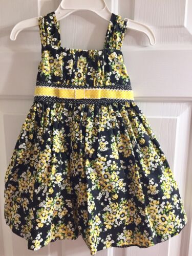 Nuevo con etiquetas Niñas Bonnie Baby Amarillo Negro Floral Vestido 18m - Imagen 1 de 1