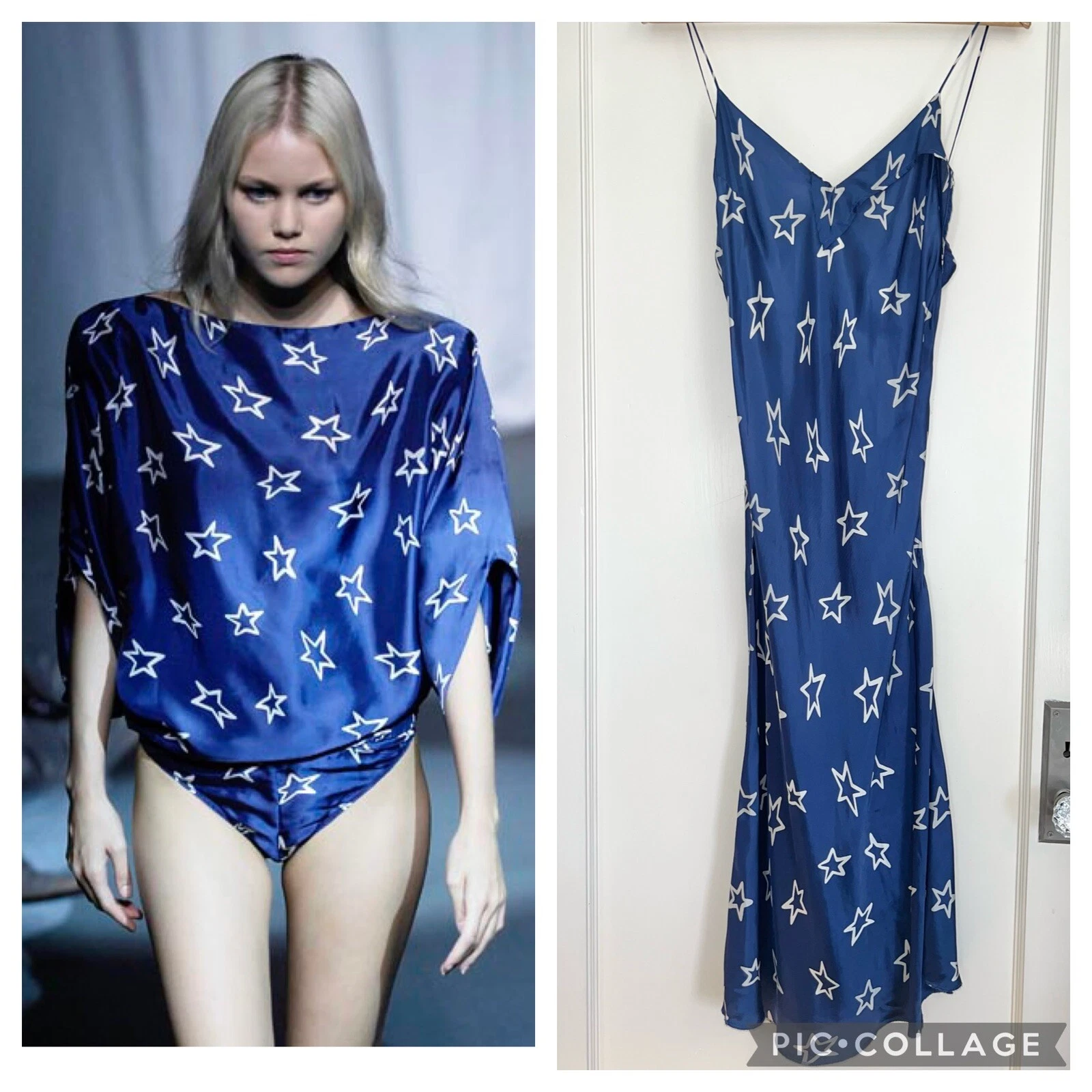 MAISON MARGIELA Abito slip Maison Martin Margiela S S 2007 etichetta bianca passerella stampa stelle IT 44