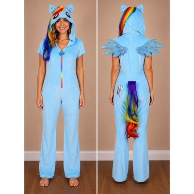 My Little Pony Rainbow Dash Jumpsuit Women S Blue Costume Wings Tail Halloween