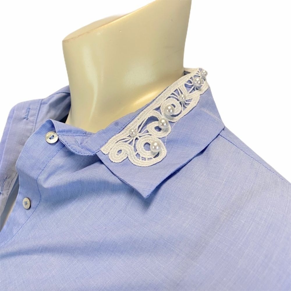 ZARA BASIC COLLECTION Light Blue Button Down Shir… - image 5