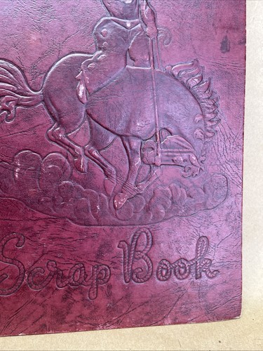 Vintage Scrapbook Rodeo Cowboy Bronco Horse Maroon Empty