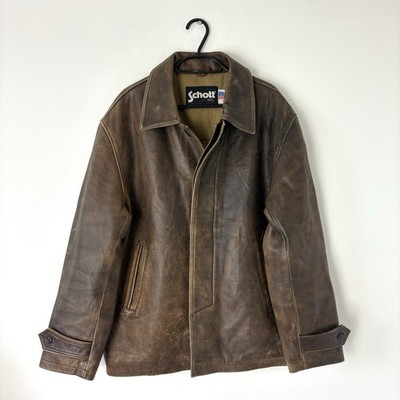 Schott 6875 Cowhide Leather Jacket Adult Large Brown Flying Aviator Mens Medium