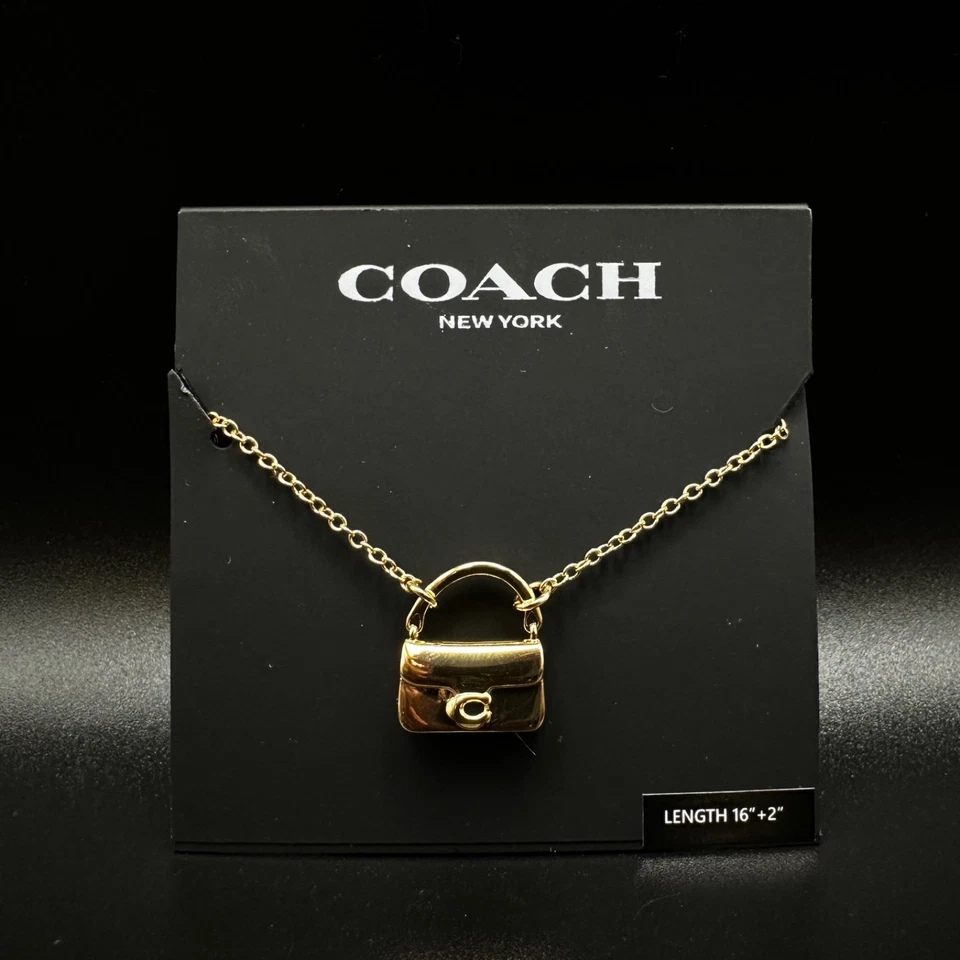 Coach Signature Bolso de Mano Collar Colgante Corto | Regalo, Nuevo | Embalaje Foto 2 de 3