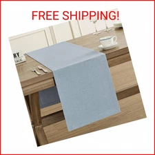 ZeeMart Basic Linen Style Table Runner, 14 x 36 Inch Blue Chambray, Rustic Farmh