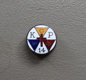 Antique FCB Knights Of Pythias Enamel Lapel Pin Screwback 10K Fraternal