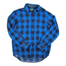 Polo Country Ralph Lauren Buffalo Plaid Flannel Shirt Mens Large Blue Lined