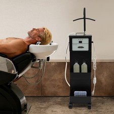 Waterfall Head Spa Equipment with Water Circulation steel, glass, and aluminum