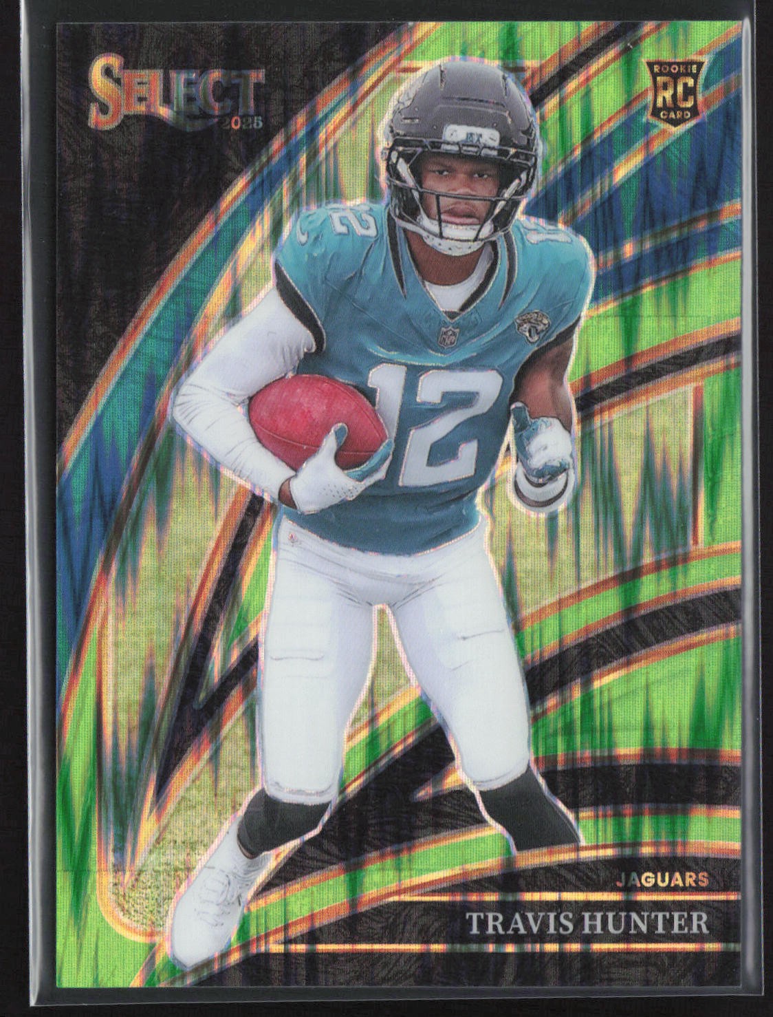 2025 Panini Select #228 Travis Hunter Neon Green Prizm Shock #/699 Rookie RC