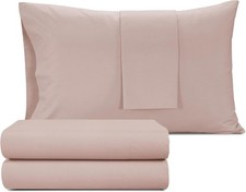 IZOD 100 Egyptian Cotton Sheets Set Twin Size, Cotton Percale Crisp Sheet Se...