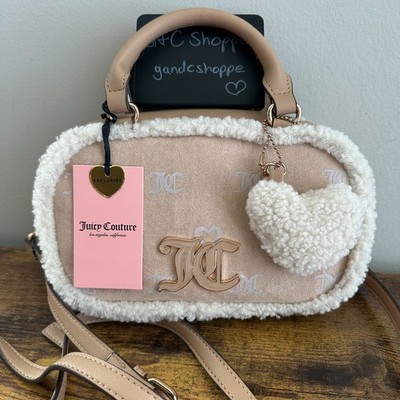 New Juicy Couture Snuggle Box Satchel Crossbody Bag Winter Sherpa