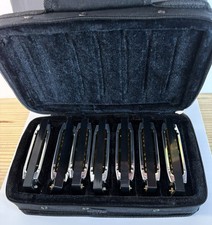 Silver Creek Iron Works Harmonica Set Of 7 A - G Silver Black With Black Case