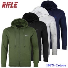 Felpa leggera uomo 100% cotone RIFLE zip intera e cappuccio M L XL XXL 3XL
