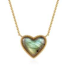 Gold Heart Necklace for Women 14K Gold Plated Heart Pendant Necklace with Nat...