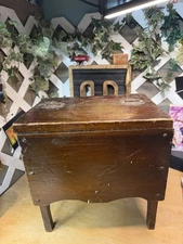 Vintage Handmade Foot Stool & Sewing Storage 12” x 9.5” x 13.5”