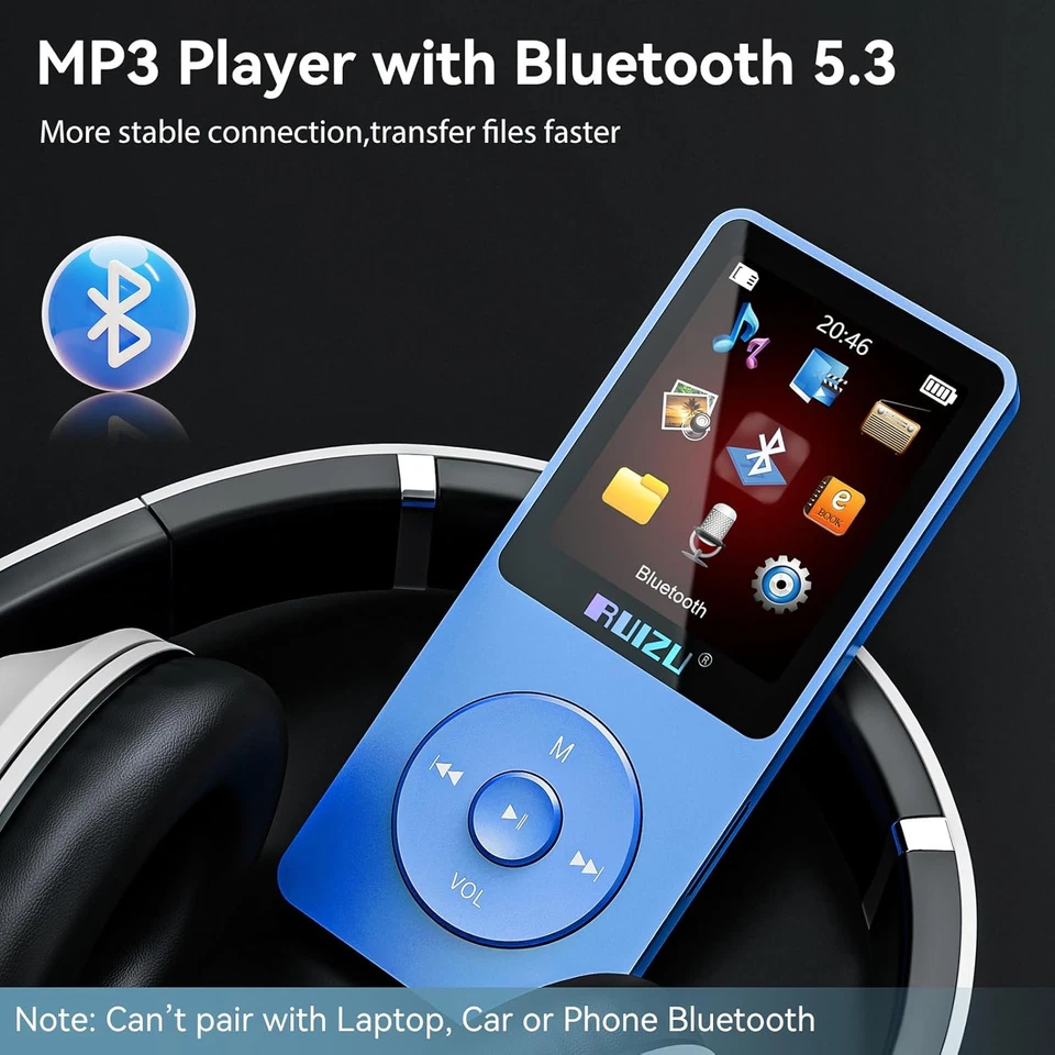 RUIZU 64GB MP3 Player with Bluetooth 5.3, Weight 0.055 lbs, Portable Music Playe - Image 2 of 4