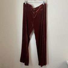 FREE PEOPLE Sz 31 VELVET FLARED WIDE LEG PANTS ORANGE Boho 70s Indie Festival