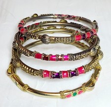 Set Of Four Textured Enamel Bangle Bracelets