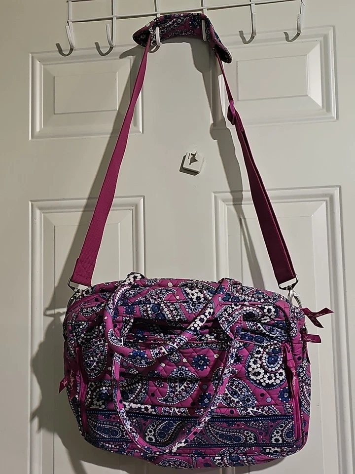 Vera Bradley Purple Paisley Metropolitan Travel Computer Bag Paisley Messenger - Image 3 of 4