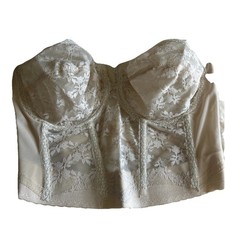 Vintage Backless by Young Smoothie Cream Floral Lace Coquette Bustier Size 36D