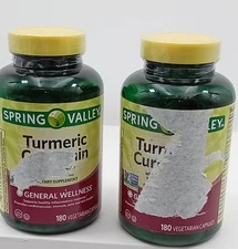 2X - Spring Valley Turmeric Curcumin w/Ginger Powder 500mg 180ct BB DATE 2027