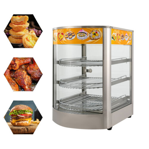 3-Tier Commercial Food Warmer Cabinet Countertop Electric Warming Display Case