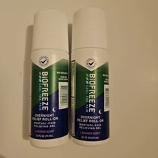 Biofreeze Menthol Overnight Roll-On Pain Relieving Gel 2.5oz X2 Exp 2027+