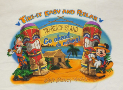 Walt Disney World Tiki Beach Island Tiki-it Easy & Relax Adult 2XL