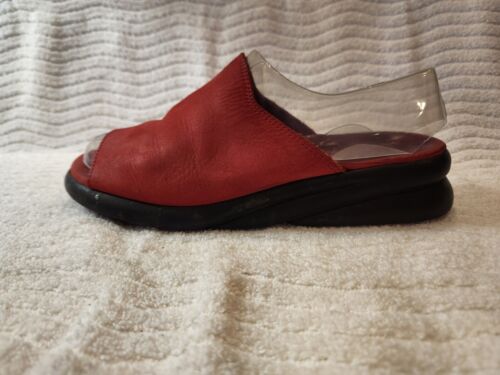 ARCHE RED NUBUCK SUEDE WEDGE COMFORT SLIDES 39