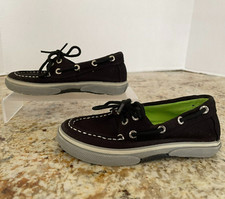 Sperry Top-Sider Halyard Boat Shoes Black Textile, Kid's 11M