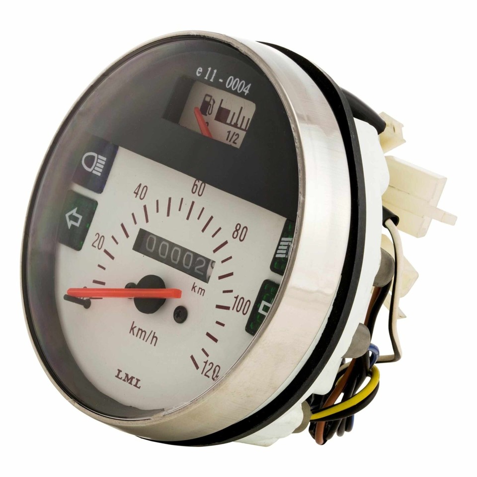 Kilometerzähler LML 120 Km/H 105 MM Weiß Mit Ziffern Schwarz Und Rahmen