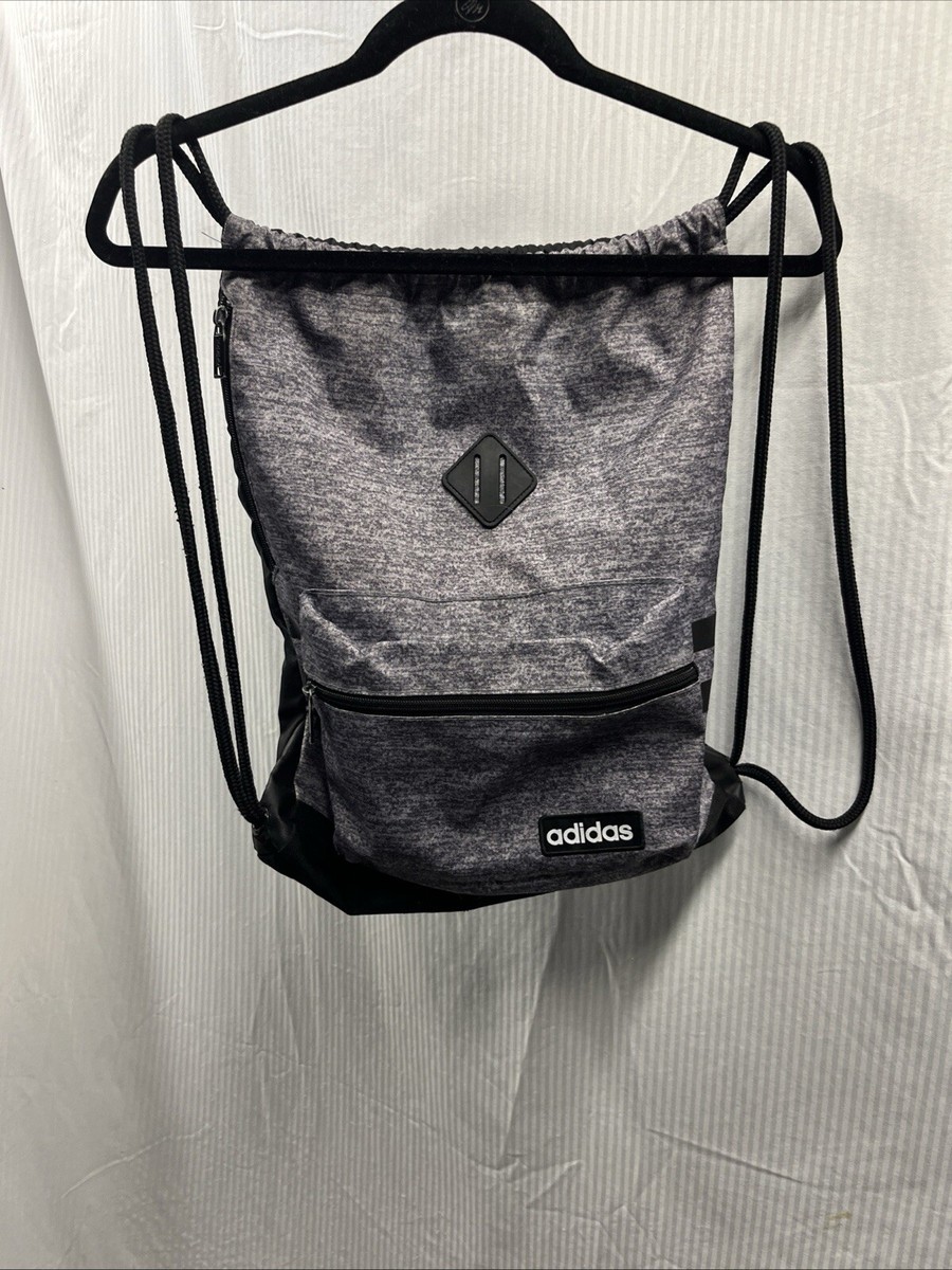 adidas backpack with front pocket Adidas Backpack black and gray with the front side pocket rope pull