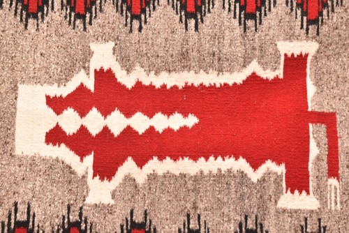 Antiker Navajo Teppich Textil Indianer Indianer Bild Kuh 45x27 Vintage Webart - Bild 2 von 12