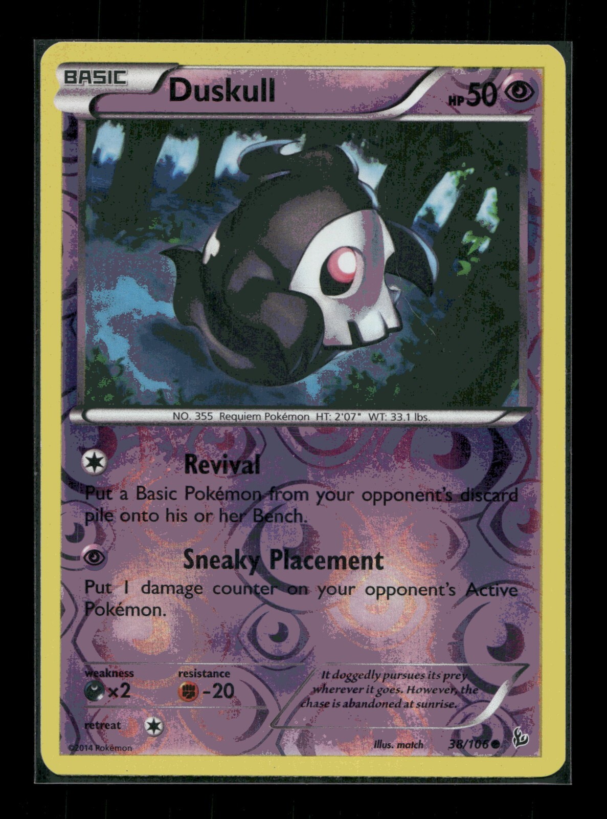 Duskull 38/106 Flashfire Reverse Holo Light Play Condition.