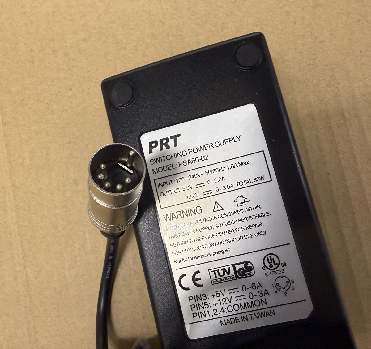 5-PIN Replacement Dual Power Supply 5V-6A 12V-3A for SINPRO SPU45E
