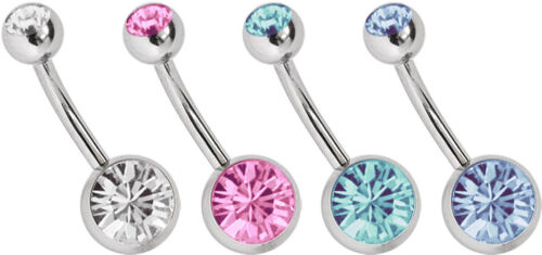 Titanium Belly Intimate Piercing Jewelry Set of 4 Banana Plug + Crystal Bullets 8/5mm - Picture 1 of 4