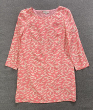 Madewell Womens Dress Medium Coral Swan 100 Silk 3/4 Sleeve Shift Lined