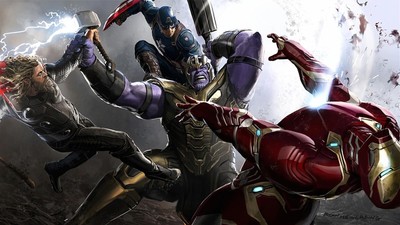 Thanos Thor Captain America Iron Man Metal Art Print Poster 8in x