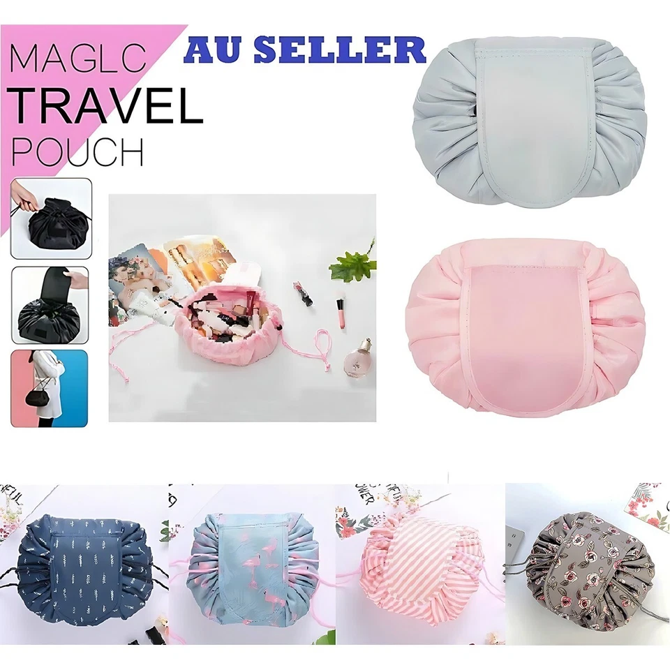 Cosmetic Bag Lazy Drawstring Makeup Storage Organiser Portable Travel Pouch AU - image 2 of 4