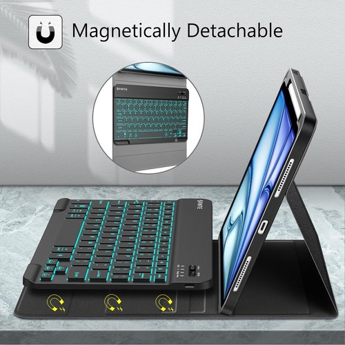 Funda con teclado Bluetooth retroiluminada para iPad Air 11 pulgadas (2024) cubierta trasera TPU suave - Imagen 3 de 14