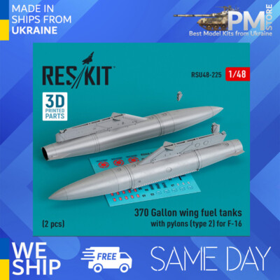 Reskit RSU48-0225 1/48 370 Gallon wing fuel tanks with pylons type2 for F16 2pcs
