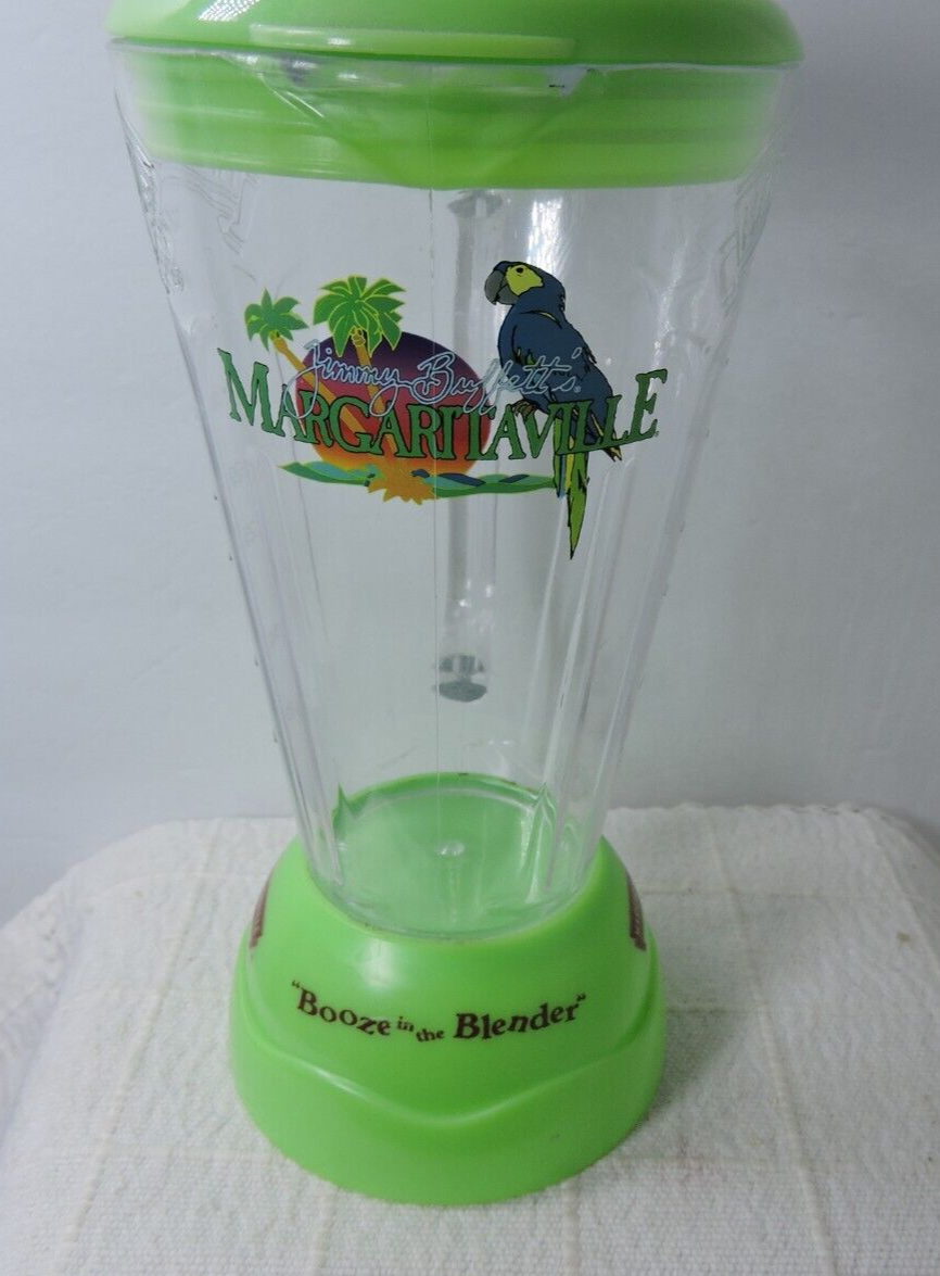 Margaritaville booze in the blender drinking glass plastic green and clear