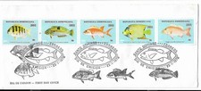 DOMINICAN REPUBLIC SET OF 5 FISH 1976 LARGE FIRST DAY COVER FDC