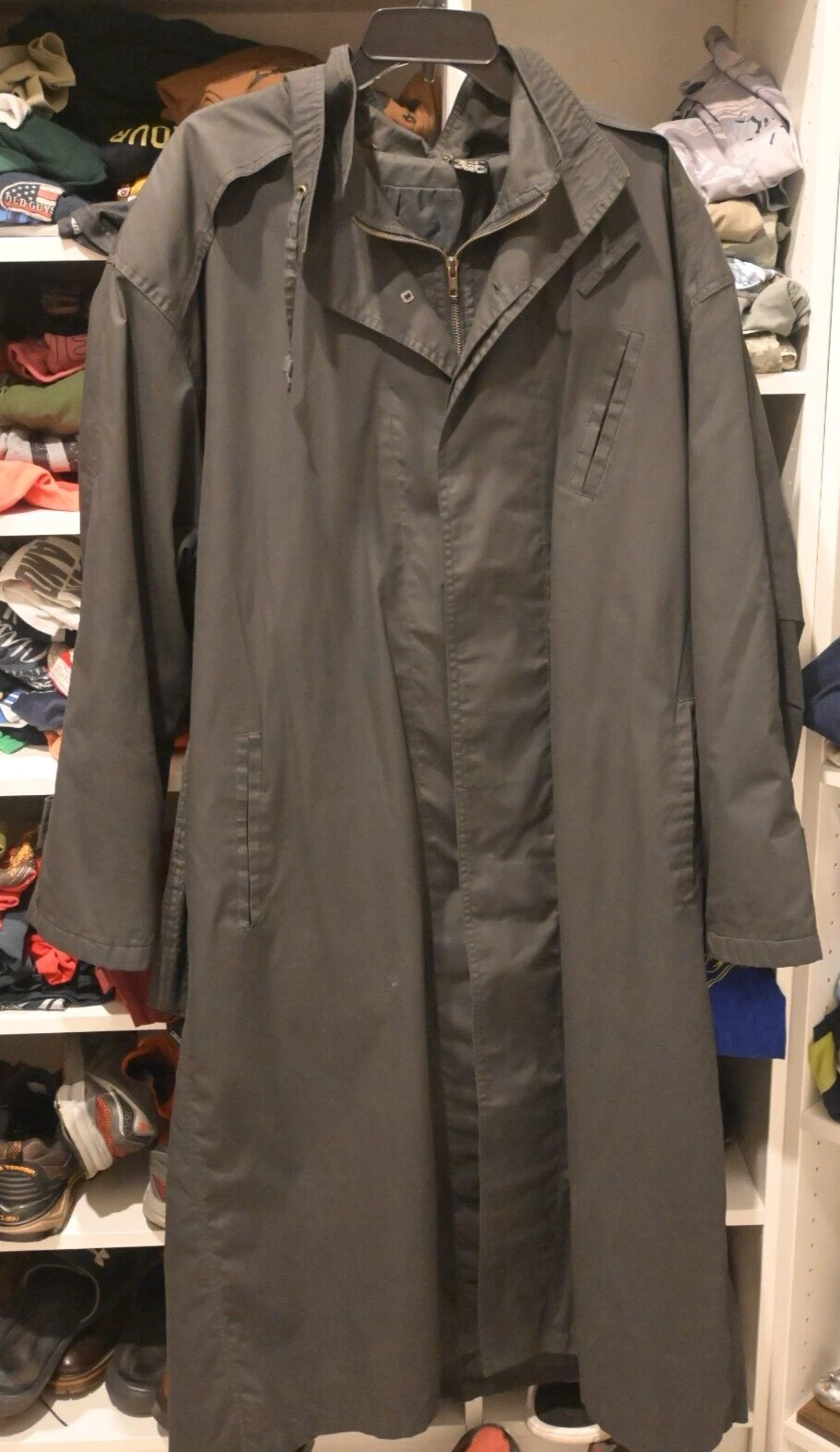 Trans-Atlantique RAINCOAT Rain Trench Mens L Black
