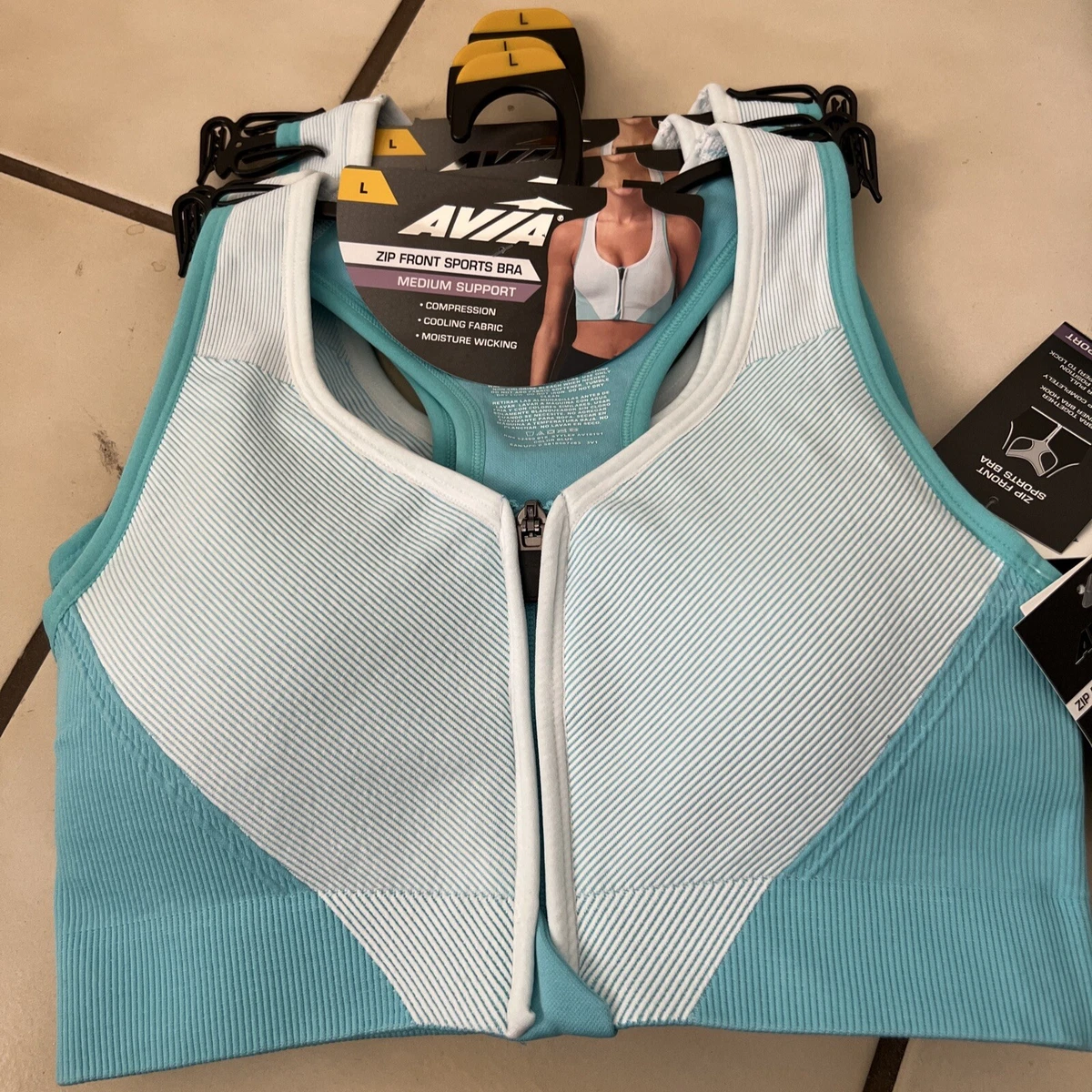 Avia Women s Seamless Zip Front Support Medium Sports Bra Blue