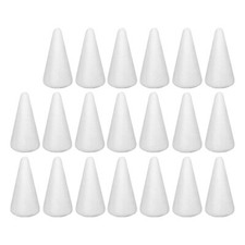Foam Cones for DIY Arts and Crafts 2.08 x 3.7in 20 Pack White Polystyrene Chr...