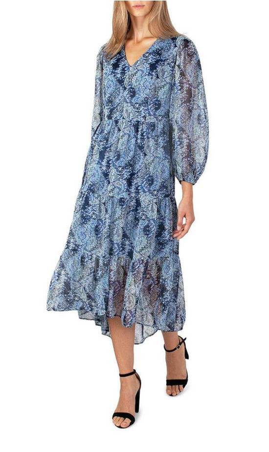 Joie Blue Parisian Paisley Printed Chiffon Maxi Prairie Dress Size S NWT $268